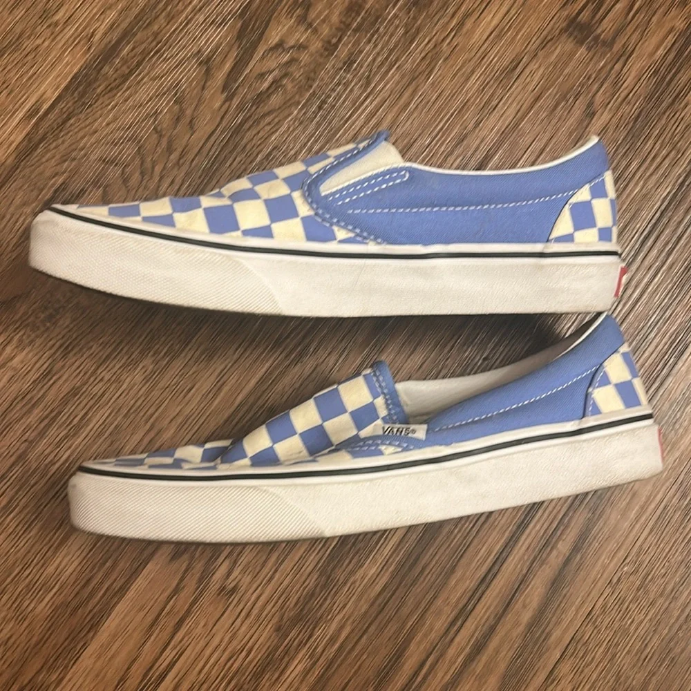 Vans Blue and White Checkered Slip-Ons - Picture 2 of 5